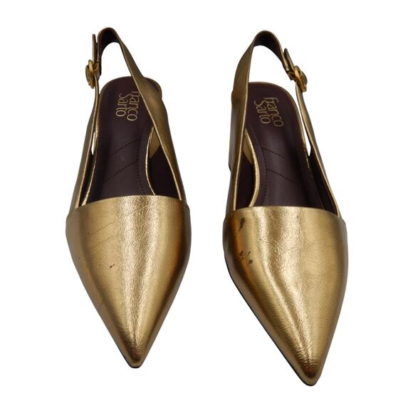 Franco Sarto Trista Pointed Toe Block Heels Slingback Pumps Bronze Size 10M - Picture 4 of 10